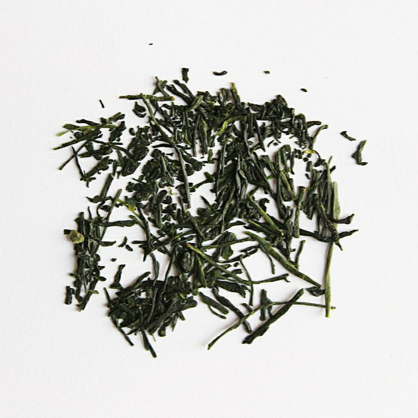 Dry Gyokuro on a white background